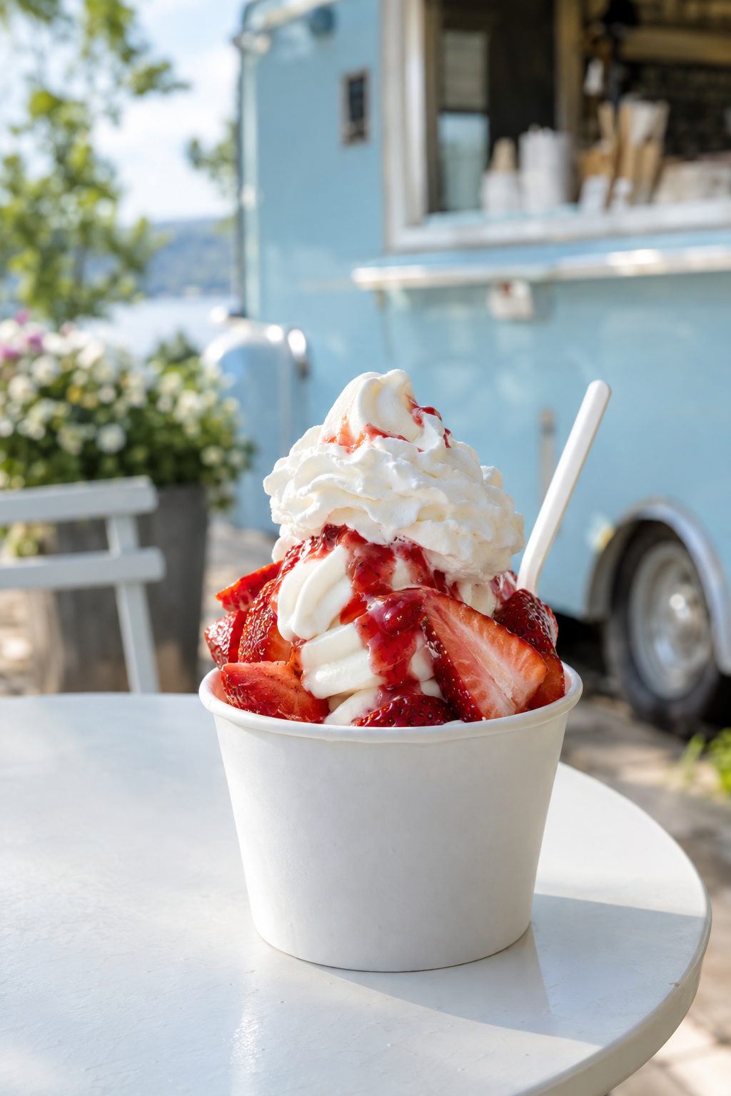 Eisbecher Erdbeere mit Sahne